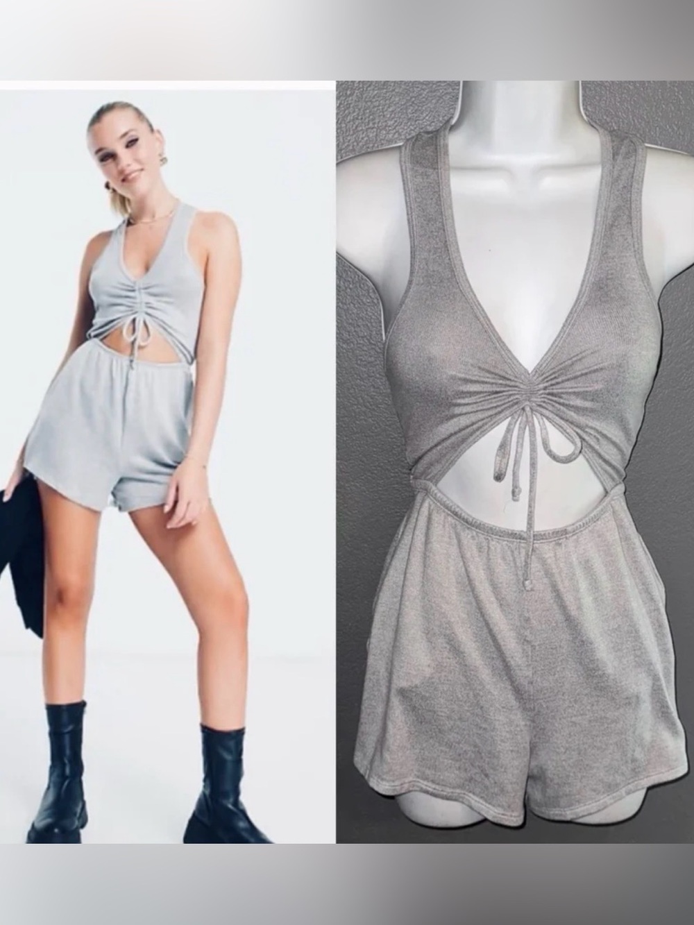 Gilly Hicks Vintage Grey Sexy Cut Out Romper Jumspuit Outfit Womens XS - Small